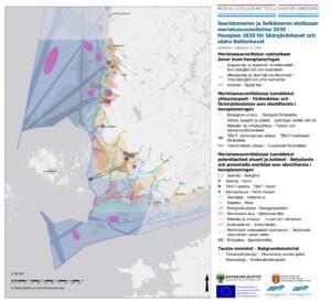Kuva Saaristomeren ja Selkämeren eteläosan suunnittelualueen merialuesuunnitelmasta